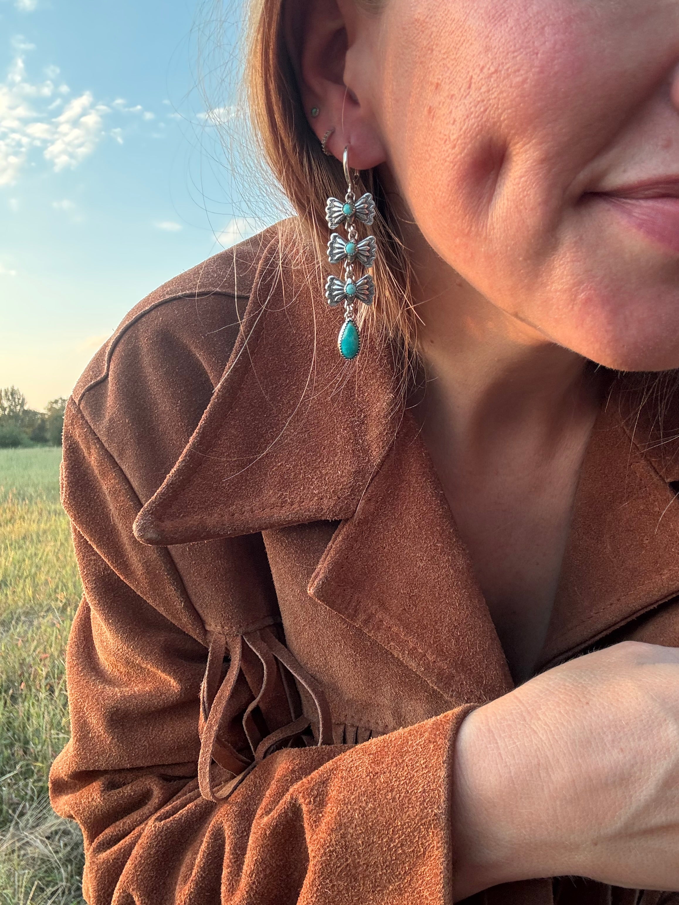 Boho Bow Turquoise Earrings