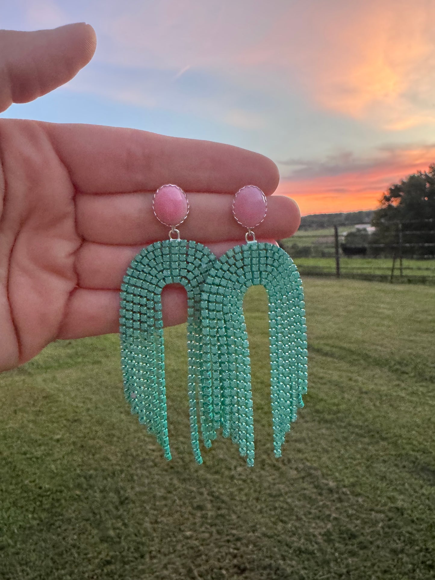 Pink Conch Sparkle Stud Earrings - preorder