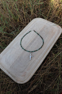 Pearl Cross Beaded Necklace (no. 01)