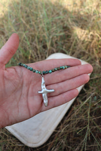 Pearl Cross Beaded Necklace (no. 01)
