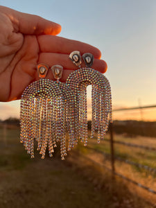 Giddy Up Sparkle Stud Earrings - Gold Hat