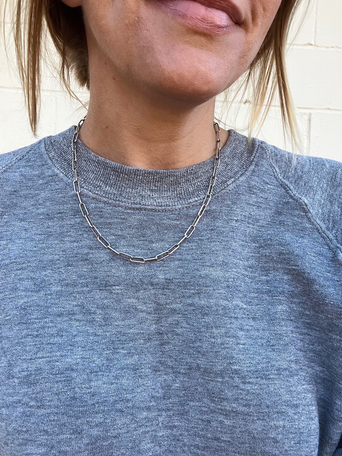 Silver Paperclip Layering Chain