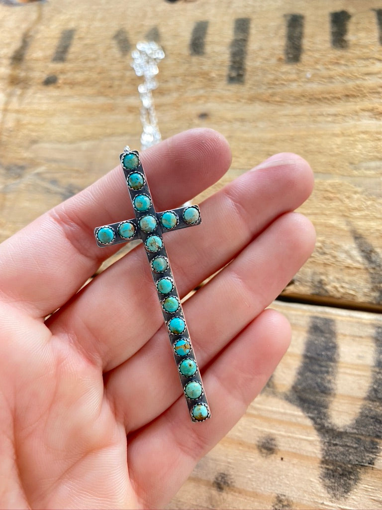 Kingman Turquoise Cross Pendant