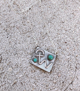 Custom Brand Pendant with Turquoise
