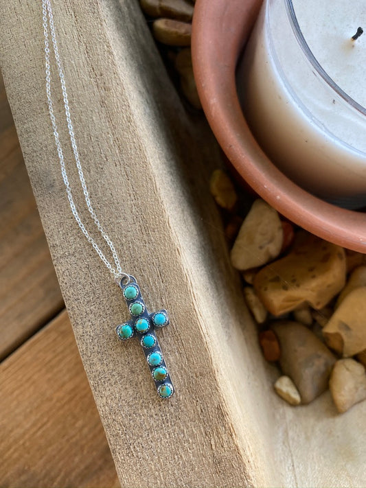 Mini Kingman Turquoise Cross Pendant