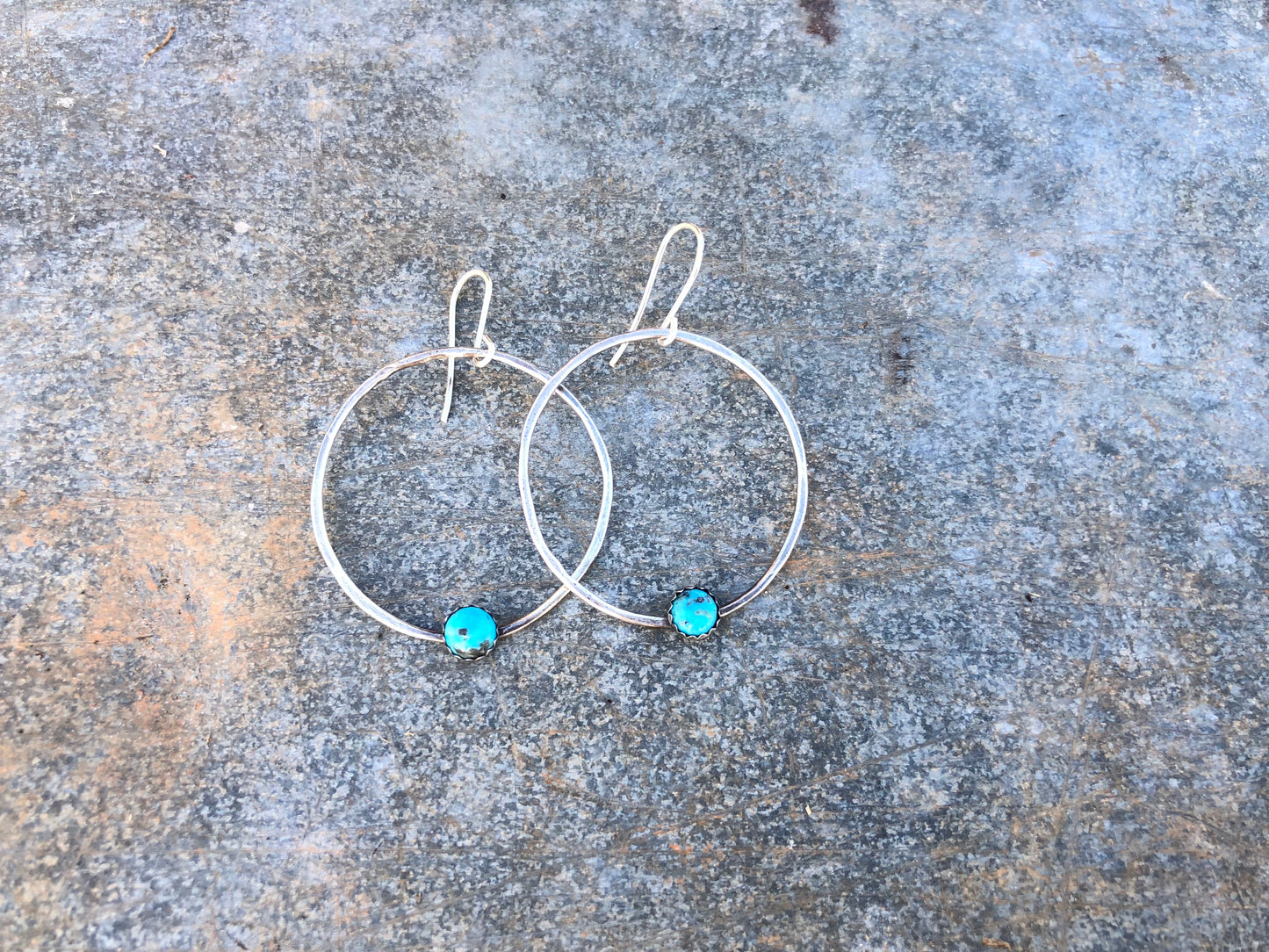 Round Kingman Turquoise Hoops