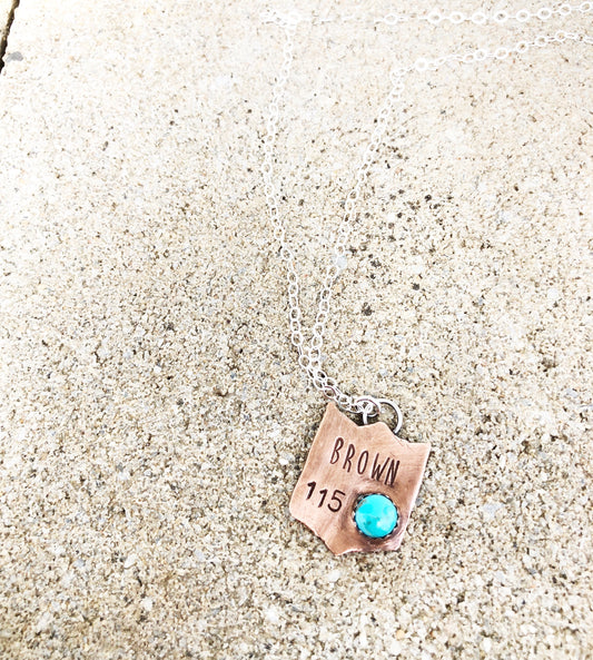 Back Number Necklace with Turquoise