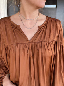 Silver Paperclip Lariat Layering Chain