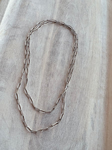 Silver Paperclip Lariat Layering Chain