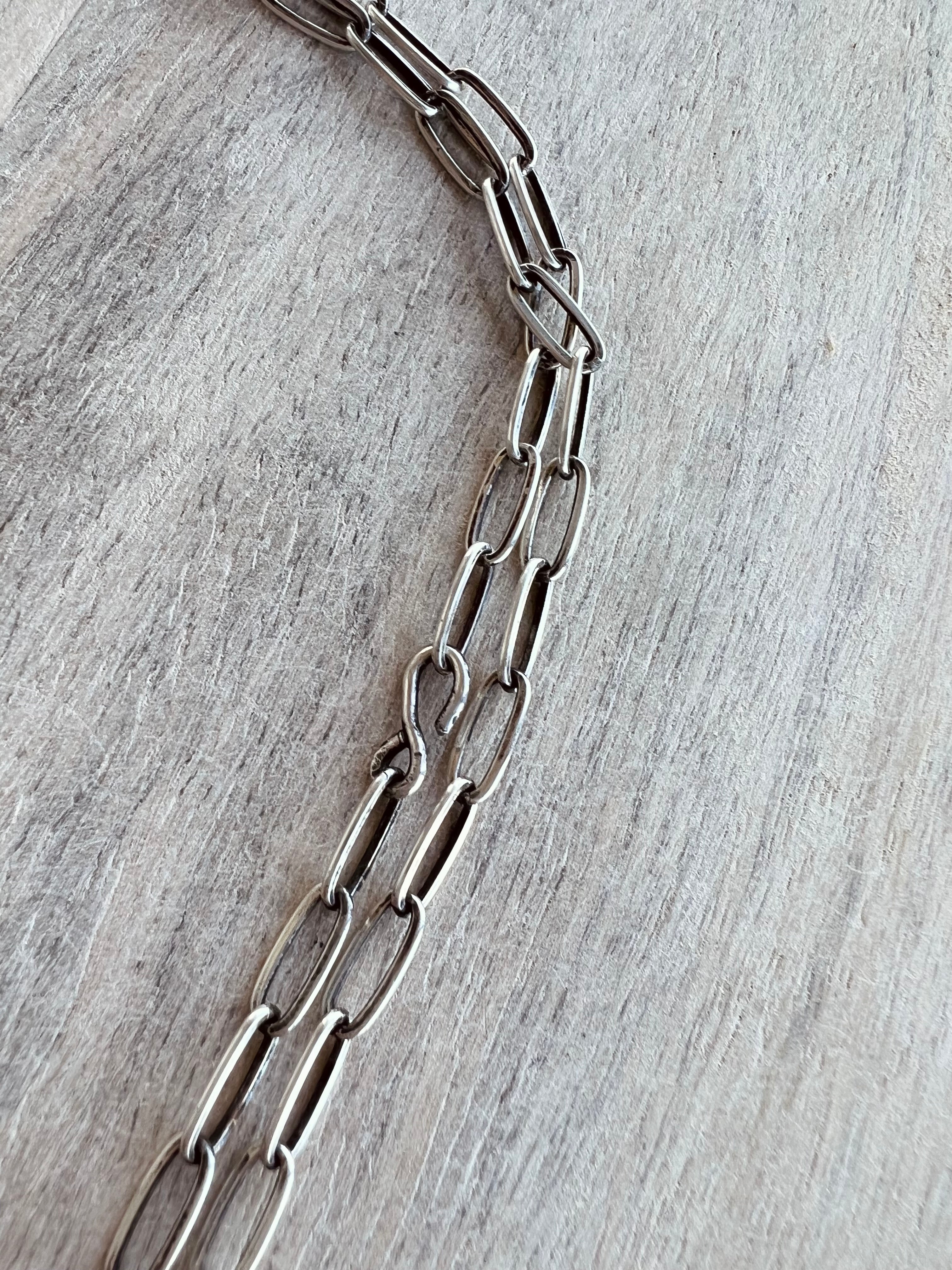 Silver Paperclip Lariat Layering Chain