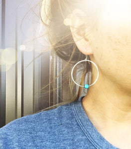 Round Kingman Turquoise Hoops