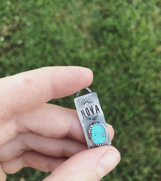 Pet ID Tag with turquoise